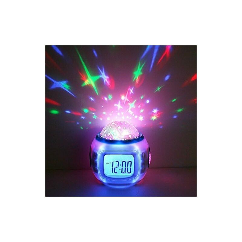 Tigrezy - Réveil de qualité supérieure, projecteur de ciel étoilé led (numérique) avec 10 mélodies, horloge veilleuse pour bébés et enfants, lampe