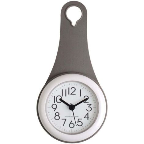 Réveil de salle de bain élégant - Réveil silencieux - Réveil de cuisine à ventouse - Mini réveil pour la maison - Réveil original - gris