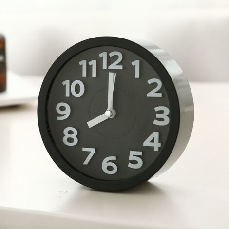 Réveil de table pour enfants, horloge de chevet à quartz, objet de décoration de bureau, réveil, horloge électronique - noir