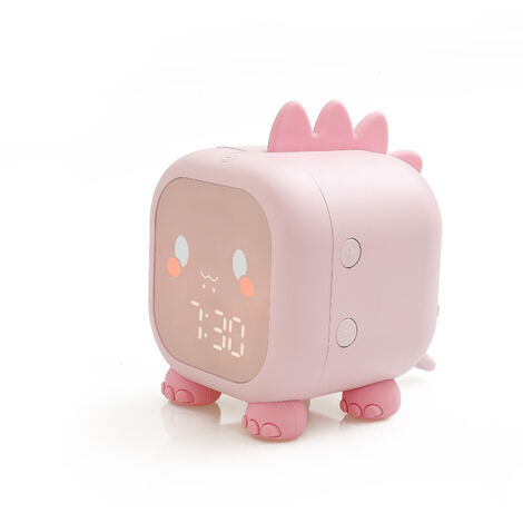 Réveil dinosaure pour enfants – Horloge numérique pour étudiants – Rose –