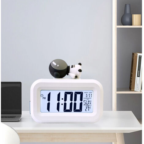 Réveil Électronique Cartoon LED avec Horloge Numérique, Calendrier, Température - Petit Astronaut Cute Alarm