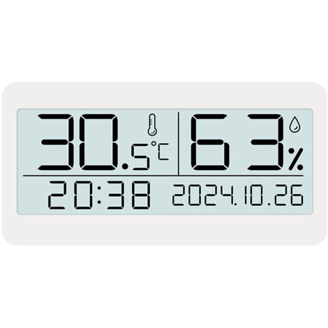 Réveil électronique de table, réveil simple avec affichage de la température et de l'humidité, accessoire décoratif, petit réveil silencieux - blanc