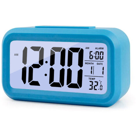 Réveil Électronique LED avec Calendrier et Affichage de Température pour Maison/Bureau - Matériel ABS, 136x78x46 mm, Blanc, Éclairage Automatique, Fonction Snooze, 3 AAA requises (non incluses)
