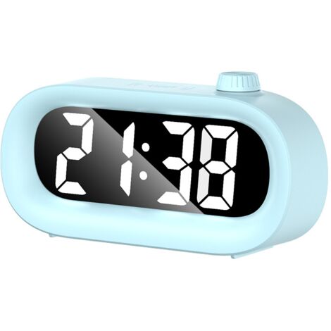 Réveil électronique LED, minuteur visuel de bureau, grand écran, alarme sonore - Rechargeable bleu