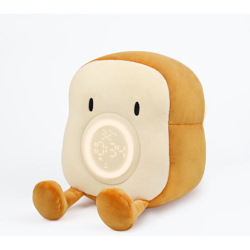 Réveil en peluche avec chargeur USB et support de téléphone portable, lumière LED de chevet à intensité variable