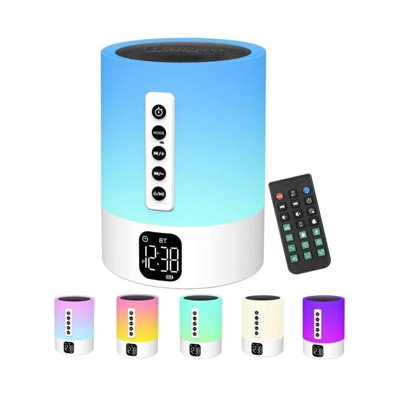 Tonchean - Réveil Enceinte Bluetooth Lampe de Chevet avec Machine à Bruit Blanc,Multifonctionnelle Bruit Blanc Bebe Haut-Parleur Bluetooth Veilleuse