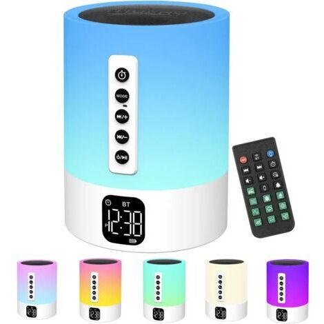 Réveil Enceinte Bluetooth Lampe de Chevet avec Machine à Bruit Blanc,Multifonctionnelle Bruit Blanc Bebe Haut-Parleur Bluetooth Veilleuse Reveil Lumineux Idee Cadeau ado Mère,Fille,Enfant,Adulte