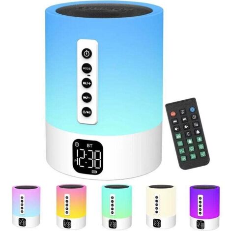 Réveil Enceinte Bluetooth Lampe de Chevet avec Machine à Bruit Blanc,Multifonctionnelle Bruit Blanc Bebe Haut-Parleur Bluetooth Veilleuse Reveil Lumineux Idee Cadeau ado Mère,Fille,Enfant,Adulte