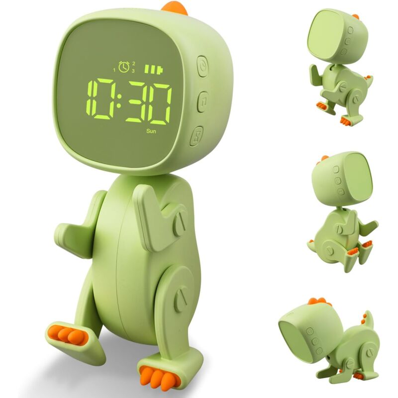 Réveil Enfant Fille Garçon,Réveil Lumineux Numerique pour Enfant avec 3 Groupes Alarmes,Veilleuse,Snooze Function,Le Son et la Luminosité Réglables