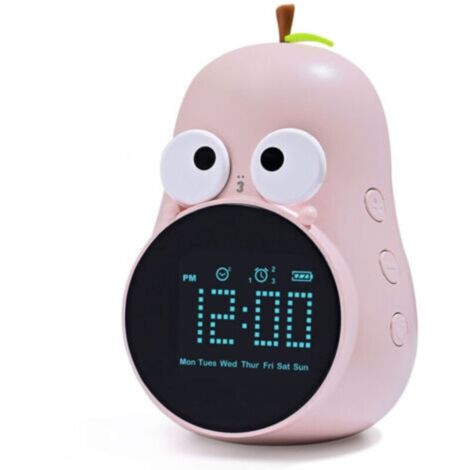 Réveil Enfant Forme Poire - Fonction Snooze - Rechargeable Triple Alarme - Réveil Numérique Premium pour Chambre d'Enfant