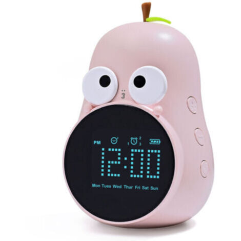 Réveil Enfant Forme Poire - Fonction Snooze - Rechargeable Triple Alarme - Réveil Numérique Premium pour Chambre d'Enfant