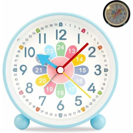 Réveil Enfant Garçon Fille,Reveil Enfant Analogique,Silencieux sans tic-tac Réveil,Petit Réveil à Quartz De Voyage Léger,avec Snooze Et Lumière,à Piles,Réveil de Chevet pour Enfants