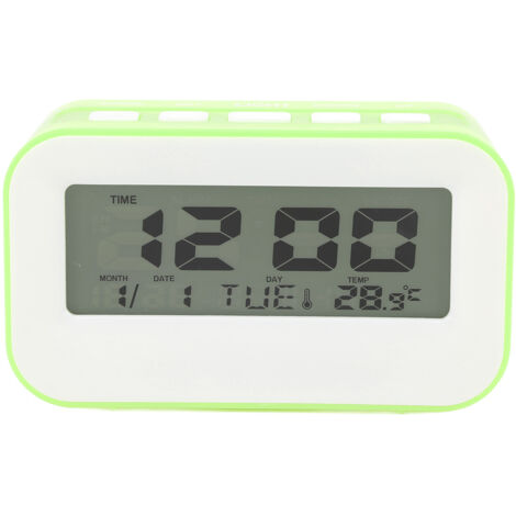 Réveil Enfant LCD avec Minuterie, Rappel d'Anniversaire, Alarme Musicale et Rétroéclairage Vert