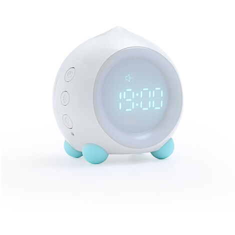 Réveil Enfant Lumineux LED Numerique Lampe Réveil Veilleuse Fille Garcons Jour Nuit Enfant Volume Réglable Snooze Réveil en USB Charge - Blanc