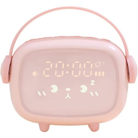 Réveil Enfant, Réveil Mignon Réveil Enfant Jour Nuit Veilleuse Et Rappel de Musique Commande Vocale Réveil Réglable Snooze