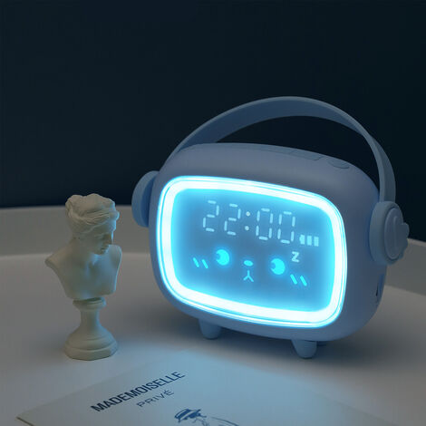 Reveil Numerique Enfant 7 Couleurs Lampe Reveil Enfant Avec Calendrier Et Thermometre Horloge Creatif Rond Reveil Avec Led Veilleuse Lumiere Pour Enfant Bebe Couleur