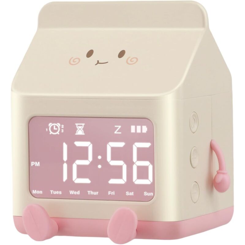 Réveil Enfant,LED Réveil Numerique pour Enfants,3 Alarmes,Fonction Snooze,5 Sons,Affichage Temps Et Semaine,LED Écran,Cadeau De Réveil pour Filles Et