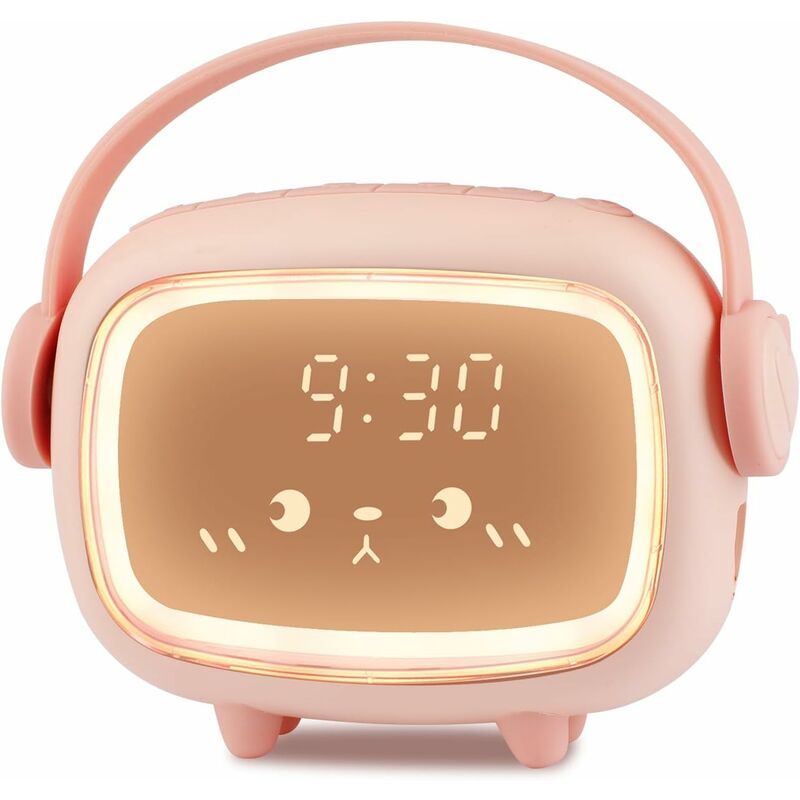 Réveil Enfants Fille Garcon Digital,Multifonctionnel Réveil Veilleuse,Snooze,Compte à rebours,6 Sonneries Rechargeable Luminosité Réglable Chambre