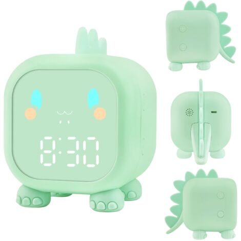 Réveil Enfants Filles Garçons Digital, Réveil Dinosaure Lumière Colorée/Compte à Rebours/Répétition/Alarme 2 Groupes/6 Sonneries/Volume Réglable/Horloge de Bureau Rechargeable Enfants