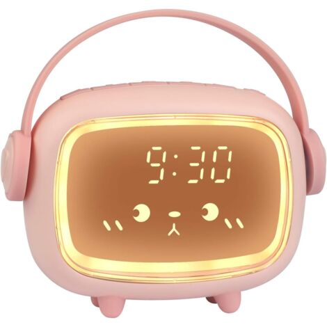 Réveil enfants réveil numérique pour enfants pour filles garçons horloge numérique ange réveil réveil (rose)