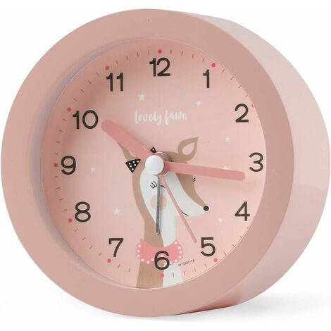 Réveil enfants sans tic-tac, silencieux mignon réveil pour enfants fort réveil extrême nuit réveil pour enfants avec veilleuse réveil de voyage réveil étudiant (rose)