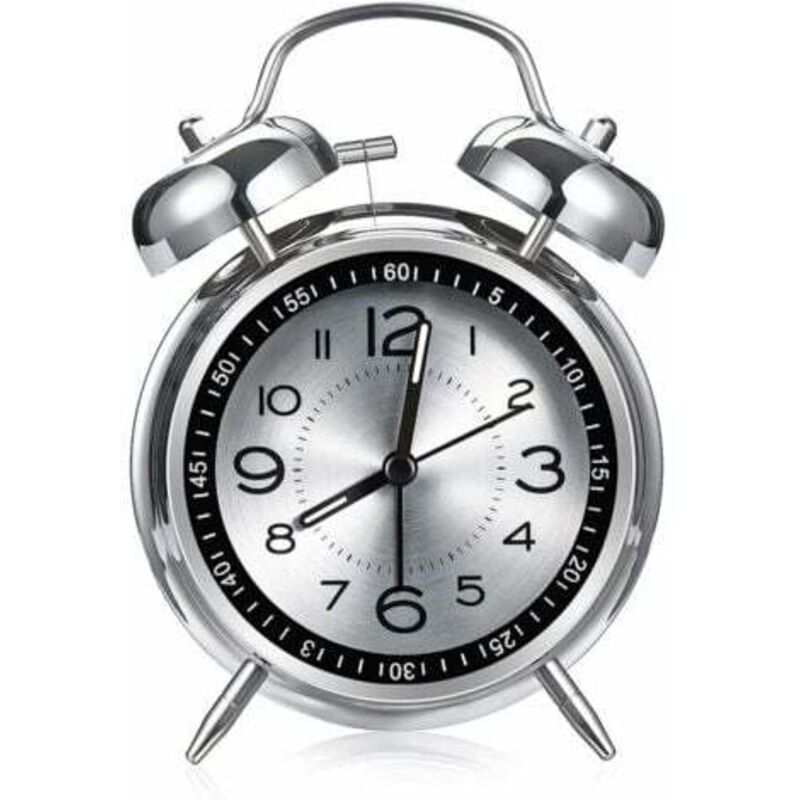 Gabrielle - Réveil fort pour adultes ayant de graves problèmes de sommeil, réveil en métal de 4 pouces, surface silencieuse en aluminium avec