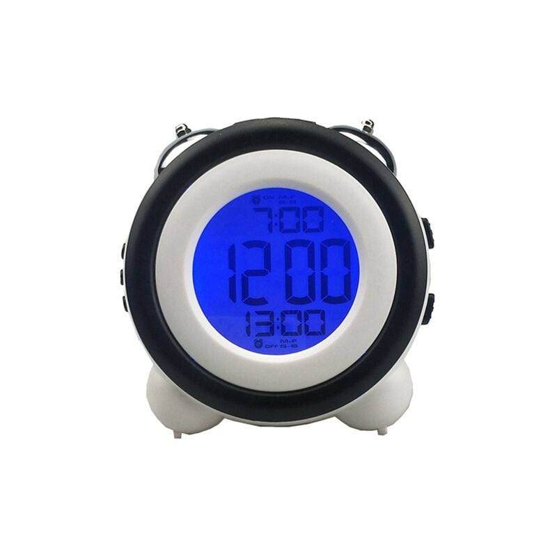 Ensoleille - Réveil fort pour les gros dormeurs avec alarme en option Réglage de la double alarme Fonction Snooze (noir)
