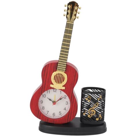 Réveil guitare multifonctionnel décoratif robuste avec porte-stylo, taille-crayon pour la maison et le bureau