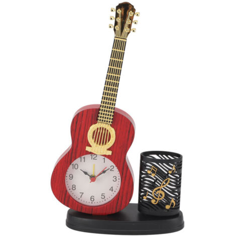Réveil guitare multifonctionnel décoratif robuste avec porte-stylo taille-crayon pour la maison et le bureau
