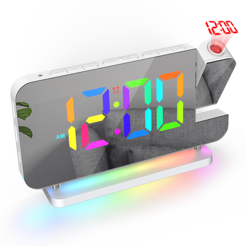 Kingso - Réveil Horloge électronique led colorée avec veilleuse projection pour décoration de la maison Blanc Hasaki
