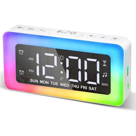 Réveil, Horloge Miroir Avec Double Alarme, Snooze, Affichage Led, Chargeur Usb, Petit Réveil À Intensité Variable Pour L'heure Du Coucher