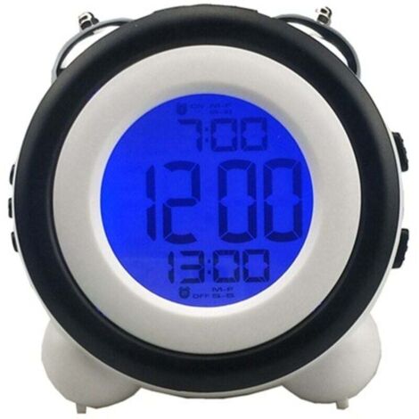 Réveil intelligent en métal à double cloche, lampe de chevet, réveil électronique pour enfant, horloge lumineuse pour enfant, capteur de lum