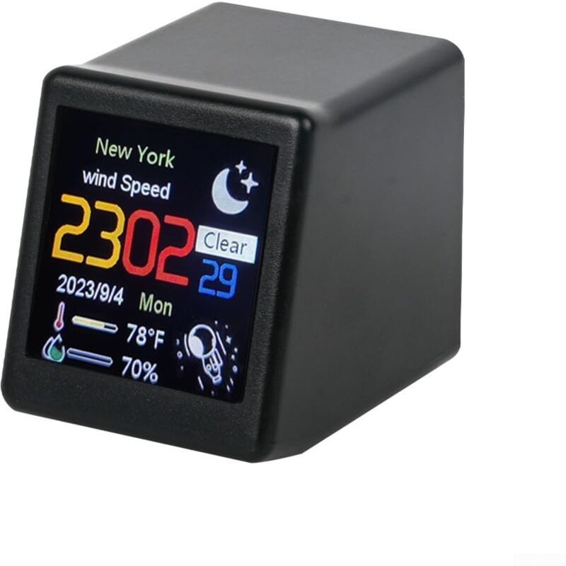 Réveil intelligent, mini horloge intelligente, station météo numérique WiFi avec date/heure/météo, petit album photo, mini horloges de bureau,