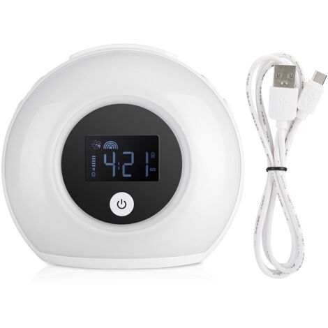 Réveil Lampe Respirante Colorée avec Bluetooth pour Enfants, Veilleuse et Horloge pour Chambre