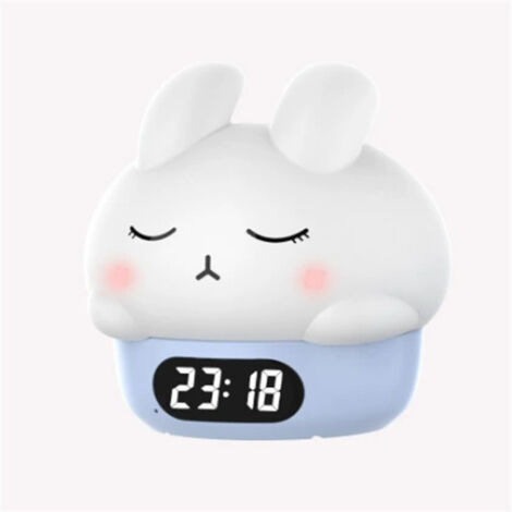 Réveil lapin, veilleuse à cliquet, lampe en silicone rechargeable avec affichage de la température, idéale pour la chambre, veilleuse programmable.