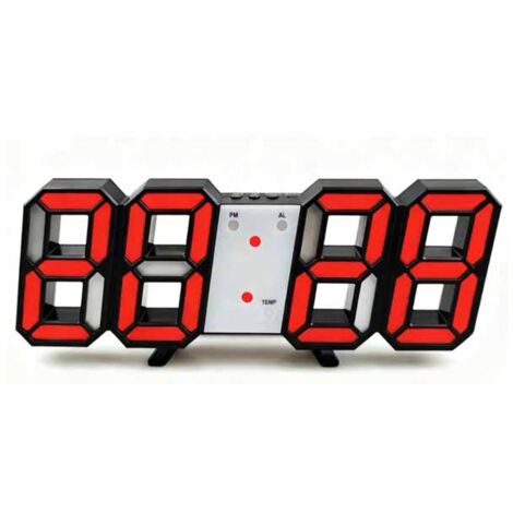 Réveil LED 3D, Horloge murale 3D pour salon, Horloge numérique