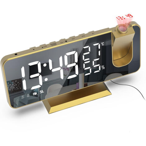 Réveil LED avec projection – double alarme – affichage température – luminosité 4 niveaux – volume réglable 15 niveaux（Modèle 1）
