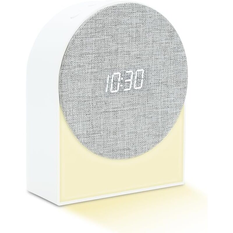 Réveil lumineux 4 en 1 avec bruit blanc, aide au sommeil, lecteur, enceinte, affichage de l'heure