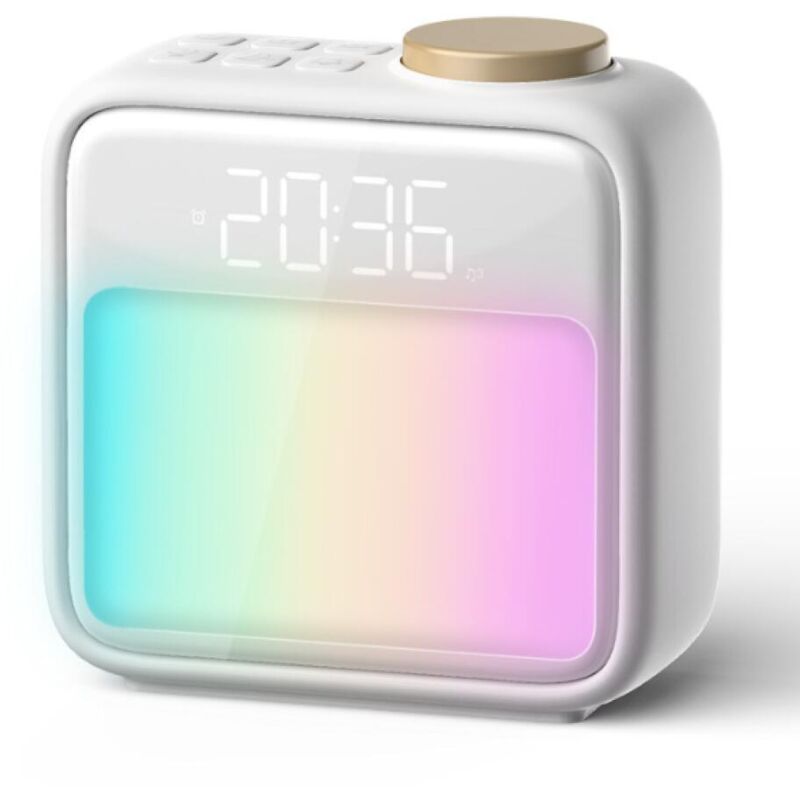 Réveil Lumineux, 6 Sons Naturels Simulateur D'aube avec 2 Alarmes, Réveil Numérique avec 5 Niveaux de Volume et 10 Couleurs LED, Fonction de