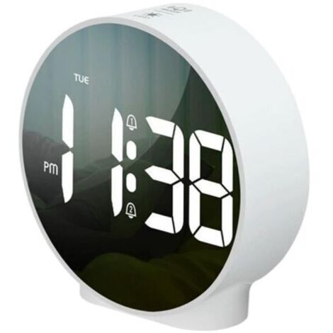 Réveil lumineux avec jour de la semaine, fonction snooze, 4 niveaux de luminosité réglables, 2 alarmes, horloge numérique à piles