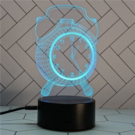 Réveil lumineux fantôme 3D, 7 couleurs et modes clignotants, avec télécommande et variateur d'intensité - cadeau d'anniversaire (noir)