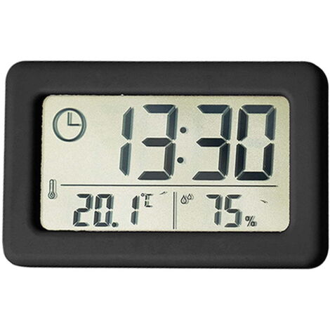 Réveil lumineux intelligent avec veilleuse créative, horloge de chevet électronique silencieuse à piles, noir