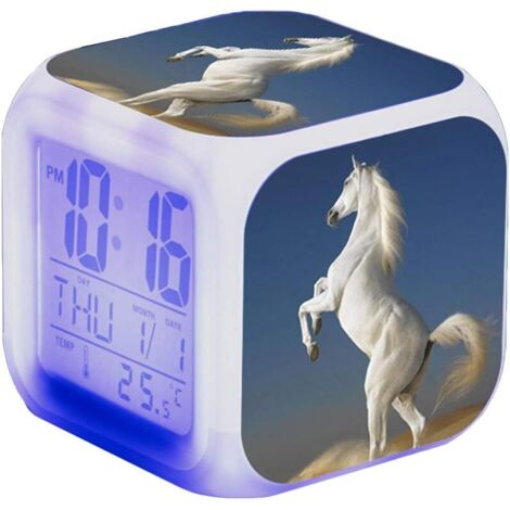Réveil lumineux pour enfants avec motif de cheval