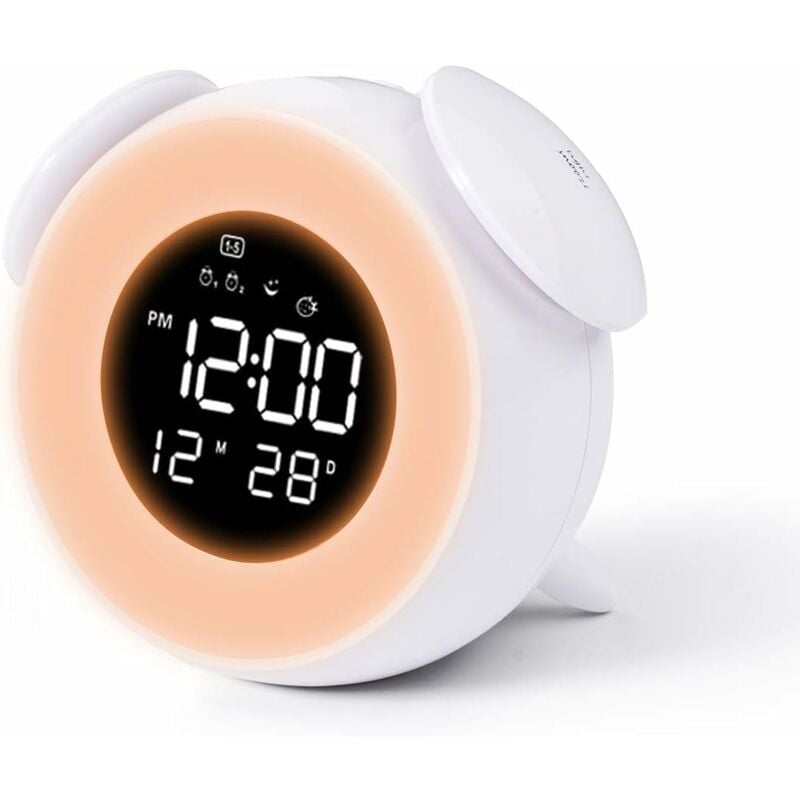 Réveil lumineux pour enfants, réveil numérique lampe de chevet Snooze Touch Control port de charge USB chambre d'enfant (blanc)-Fei Yu