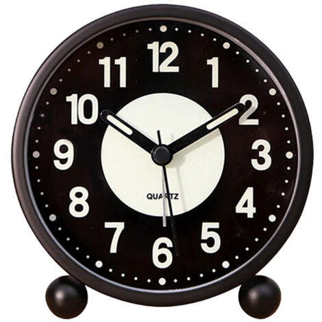 Réveil lumineux rond 10 cm (4 pouces) avec alarme puissante pour chambre coucher