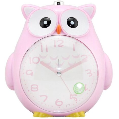 Réveil lumineux silencieux à balayage en forme de hibou mignon, double tonalité, pour enfant ou étudiant - Rose