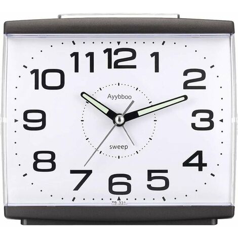 Réveil Matin à Piles Retro Réveil Silencieux sans Tic-Tac, Grand Cadran Réveil Original Analogique Quartz Alarme Réveil Vintage Lumineux Snooze Réveil Chevet
