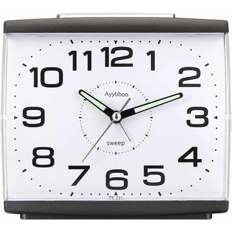Réveil Matin à Piles Retro Réveil Silencieux sans Tic-Tac, Grand Cadran Réveil Original Analogique Quartz Alarme Réveil Vintage Lumineux Snooze Réveil Chevet Noir