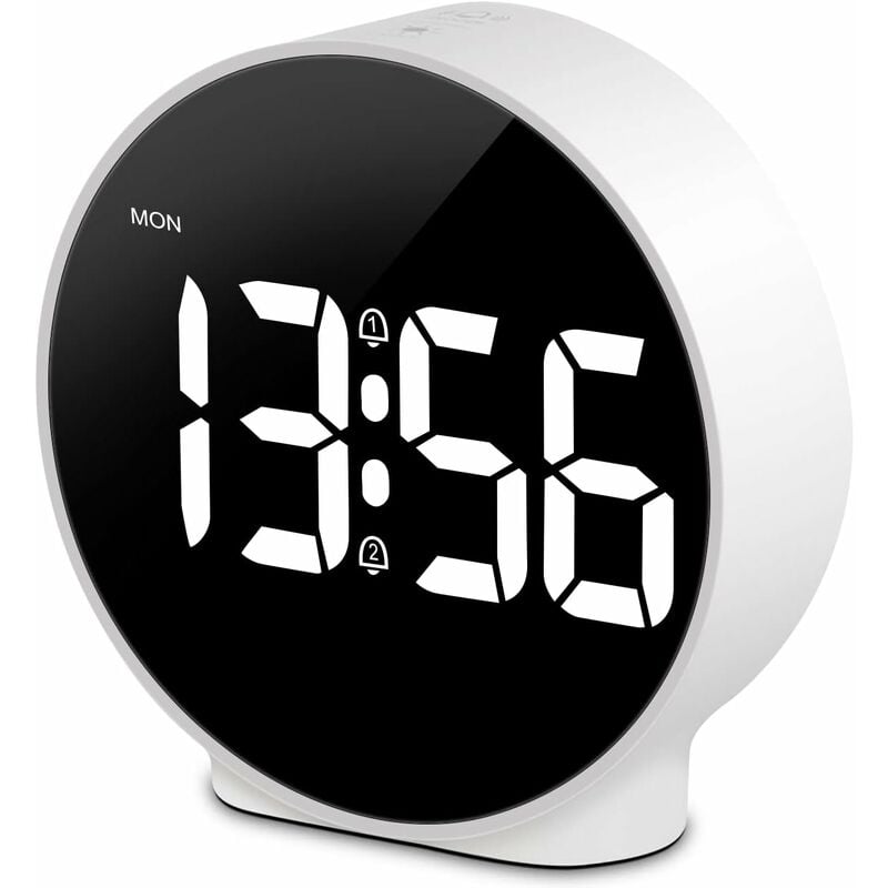 Réveil Matin LED, Réveil Lumineux avec Affiche la Semaine, Fonction Snooze, 4 Luminosité Réglable