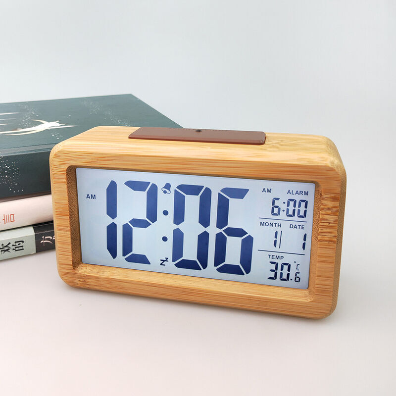 Reveil Matin Radio Reveil Bois Vintage Reveil Lumiere Bois Massif Mode Horloge Intelligente ÉLectronique Horloge ÉLectronique RéVeil en Bois Massif